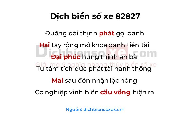 Dịch thơ biển số 82827