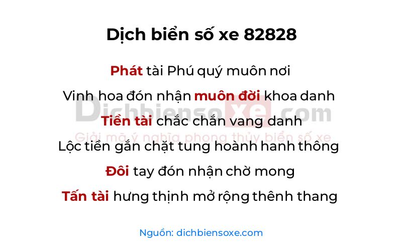 Dịch thơ biển số 82828