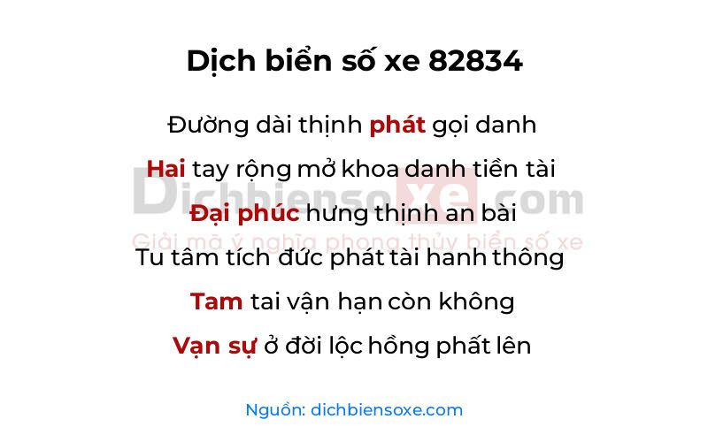 Dịch thơ biển số 82834