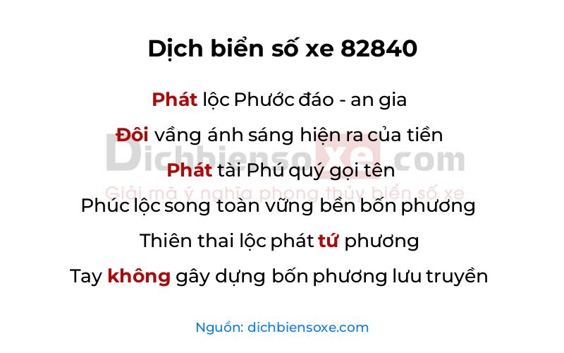 Dịch thơ biển số 82840