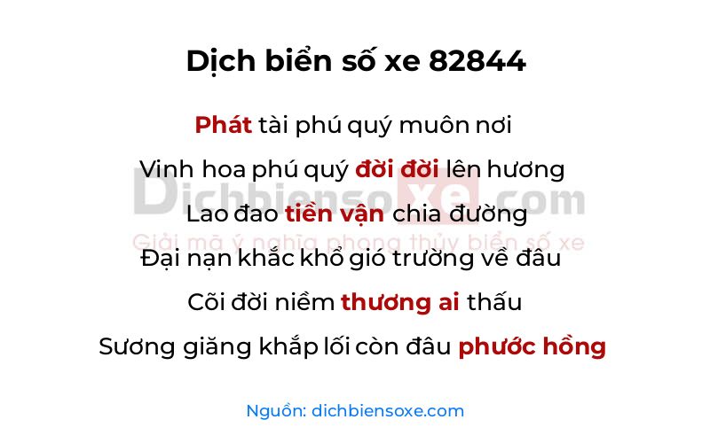 Dịch thơ biển số 82844