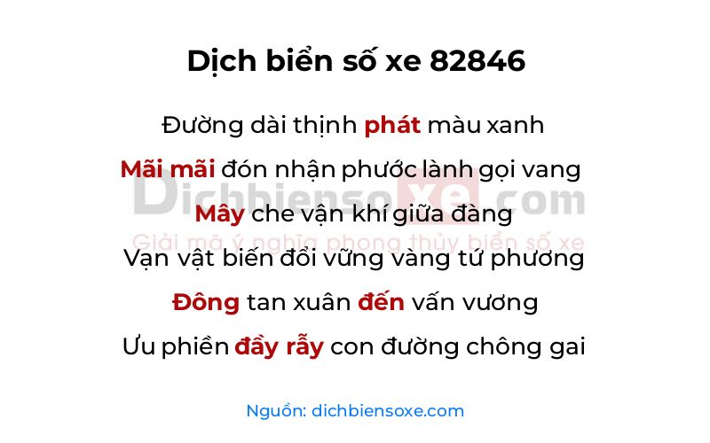 Dịch thơ biển số 82846