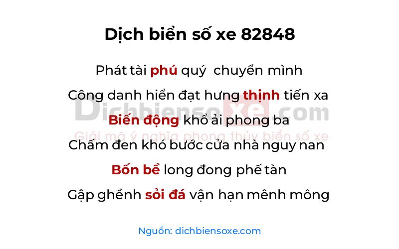 Dịch thơ biển số 82848