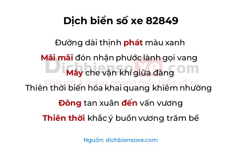 Dịch thơ biển số 82849
