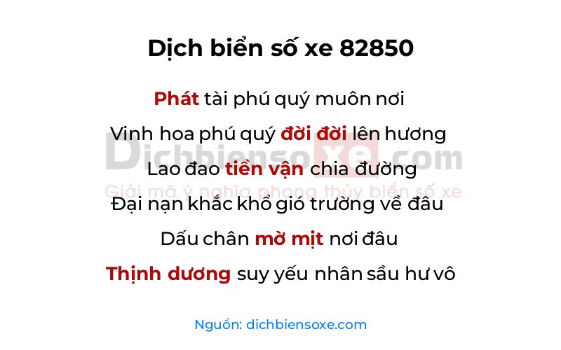 Dịch thơ biển số 82850