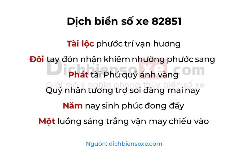 Dịch thơ biển số 82851