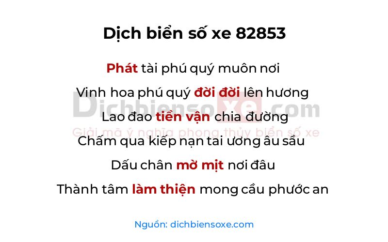 Dịch thơ biển số 82853