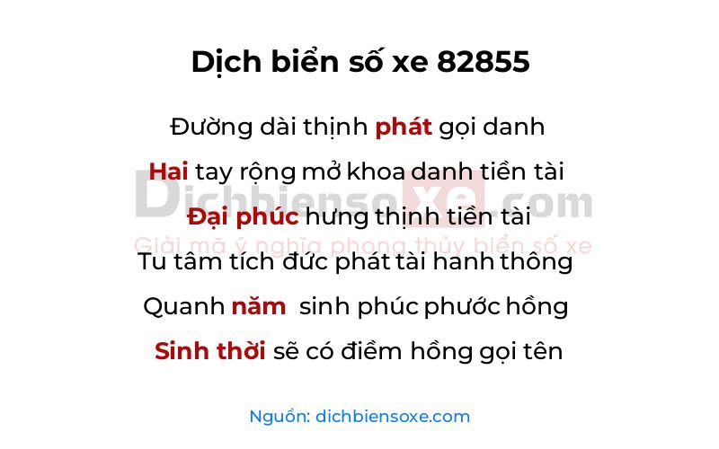 Dịch thơ biển số 82855