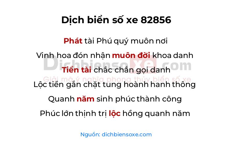 Dịch thơ biển số 82856