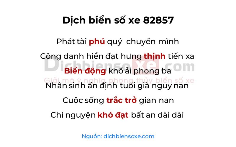 Dịch thơ biển số 82857