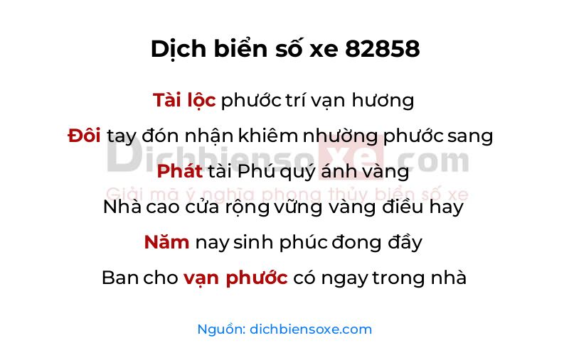 Dịch thơ biển số 82858