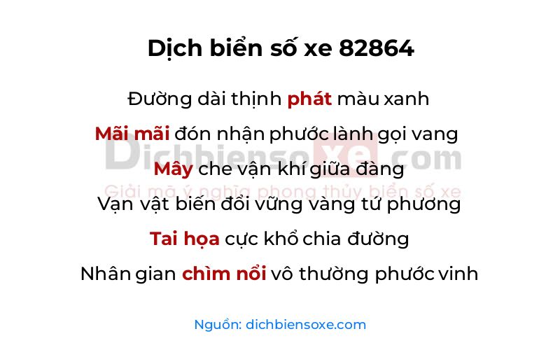 Dịch thơ biển số 82864