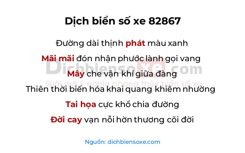 Dịch thơ biển số 82867