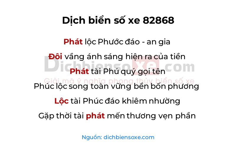 Dịch thơ biển số 82868