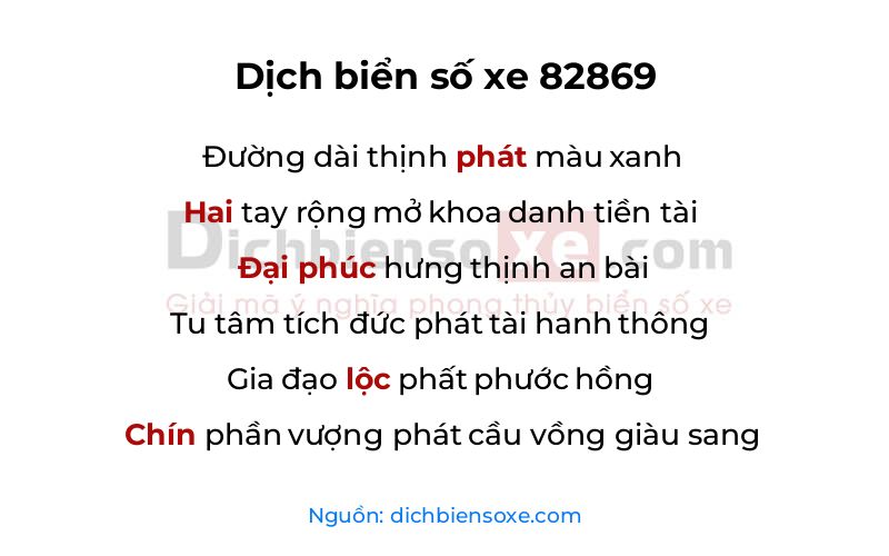 Dịch thơ biển số 82869
