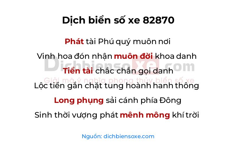 Dịch thơ biển số 82870