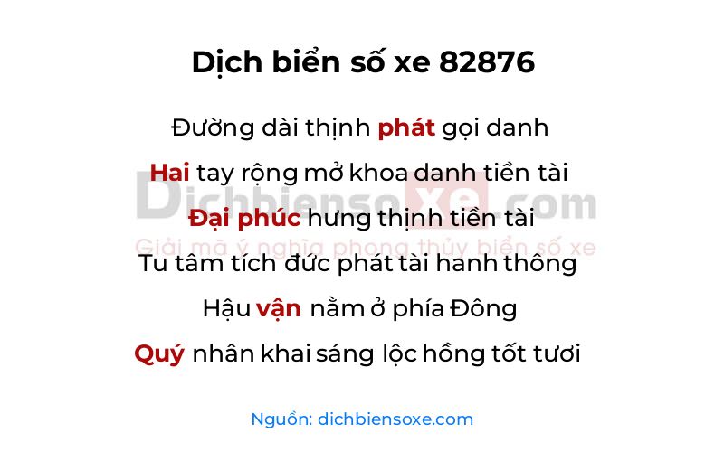 Dịch thơ biển số 82876