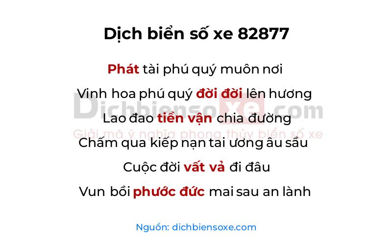 Dịch thơ biển số 82877