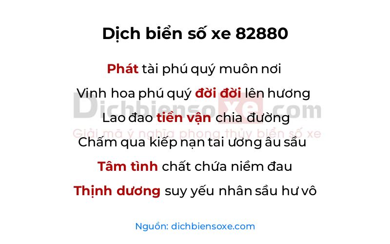 Dịch thơ biển số 82880
