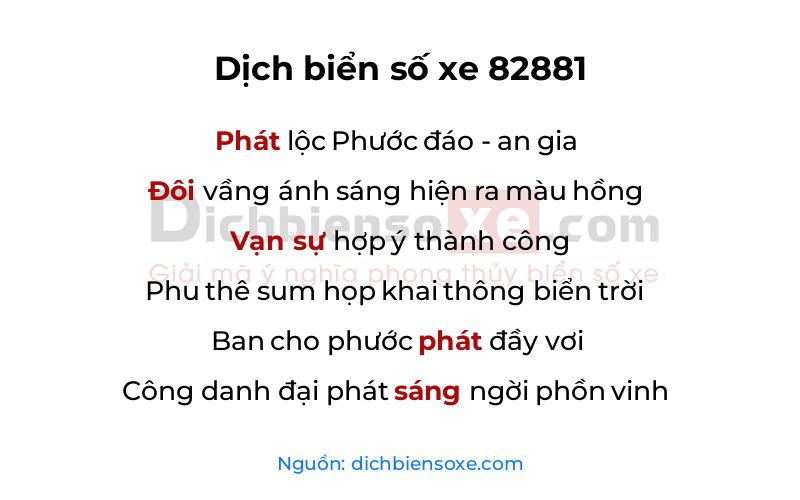 Dịch thơ biển số 82881