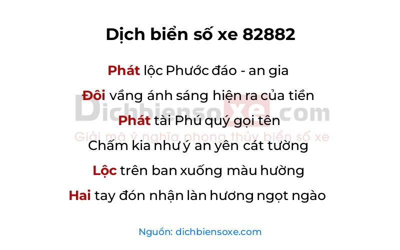 Dịch thơ biển số 82882