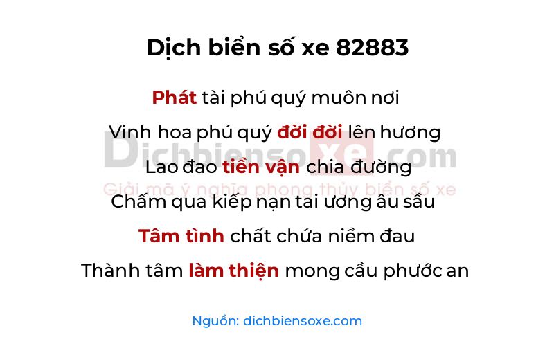 Dịch thơ biển số 82883