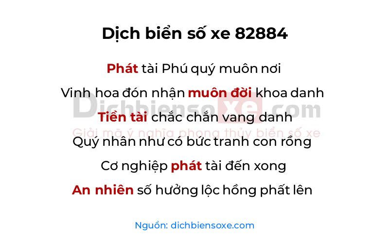 Dịch thơ biển số 82884