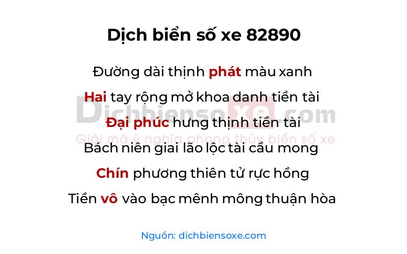 Dịch thơ biển số 82890