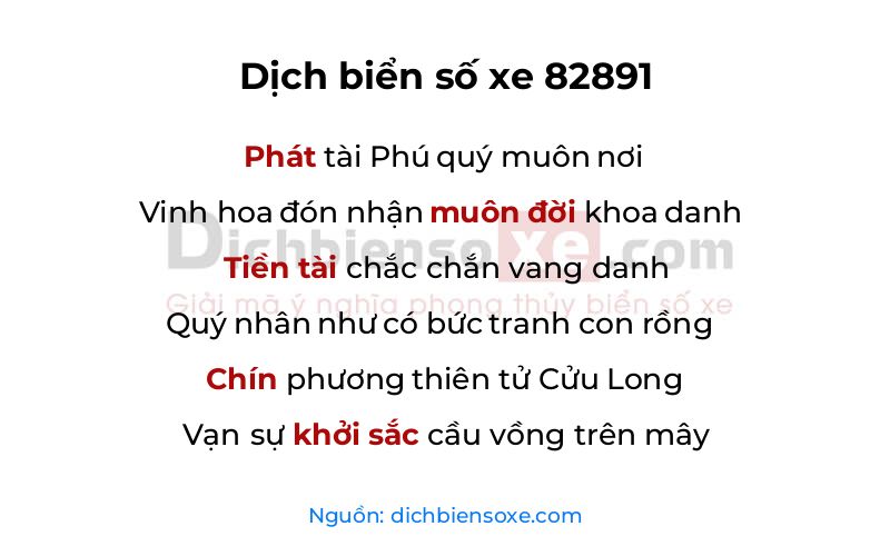 Dịch thơ biển số 82891