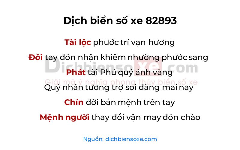 Dịch thơ biển số 82893