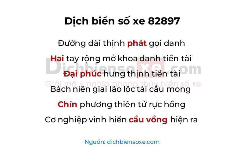 Dịch thơ biển số 82897