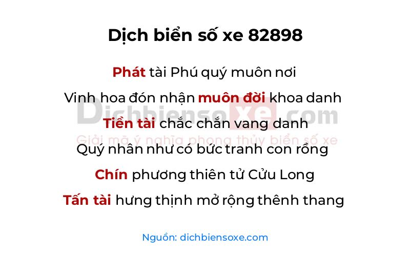 Dịch thơ biển số 82898