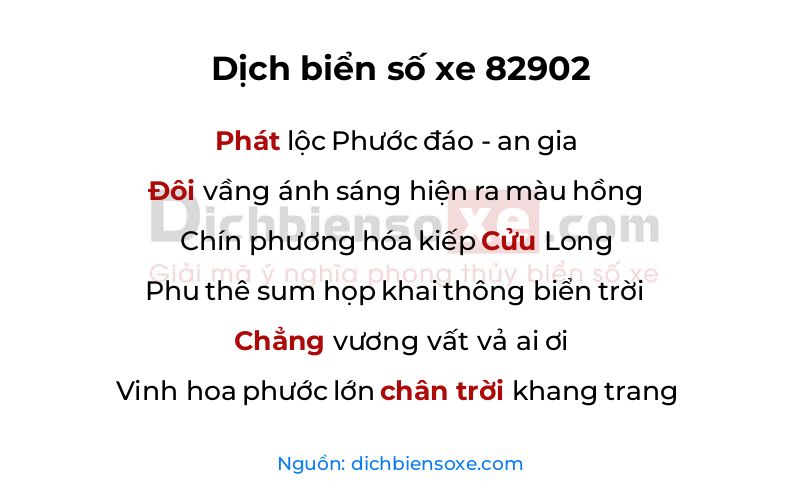 Dịch thơ biển số 82902