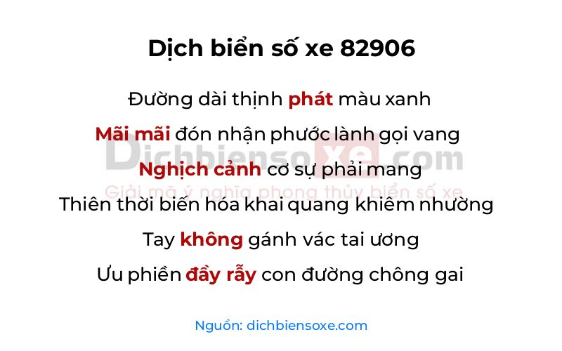 Dịch thơ biển số 82906
