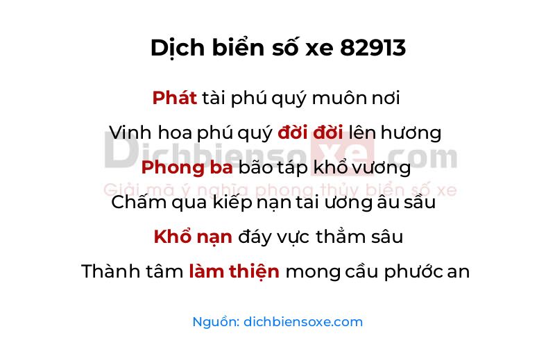 Dịch thơ biển số 82913