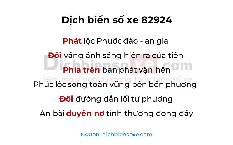 Dịch thơ biển số 82924