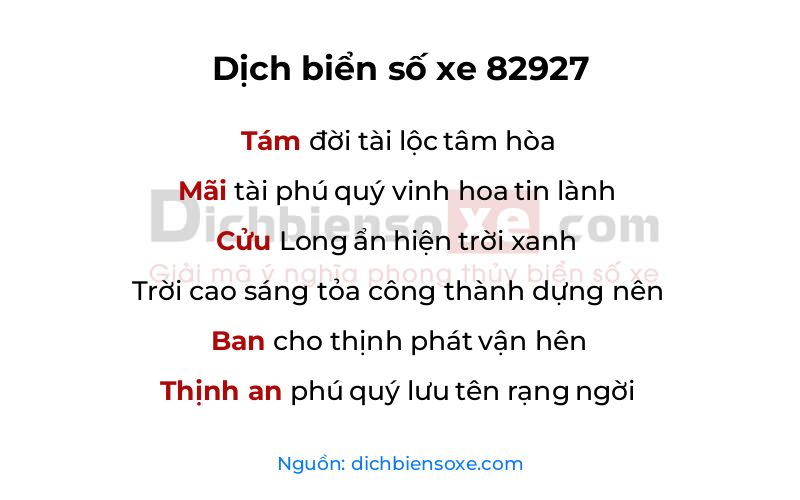 Dịch thơ biển số 82927