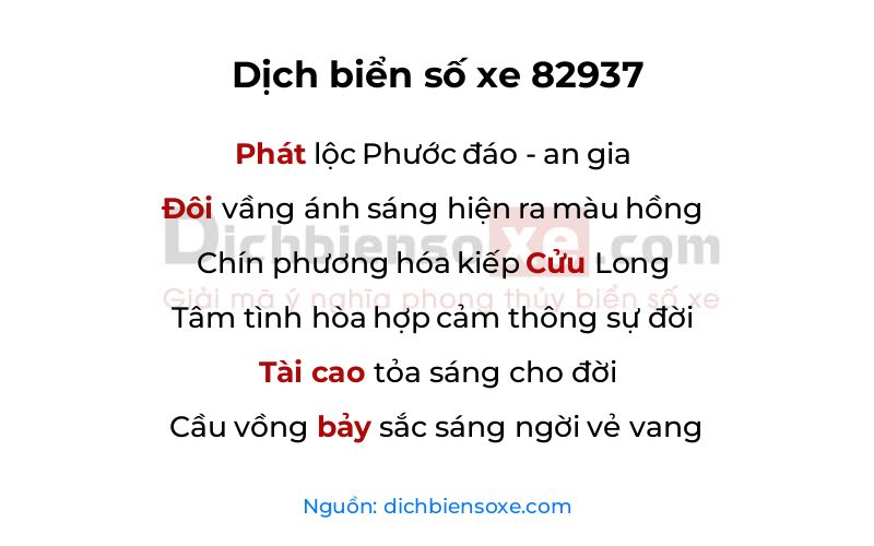 Dịch thơ biển số 82937