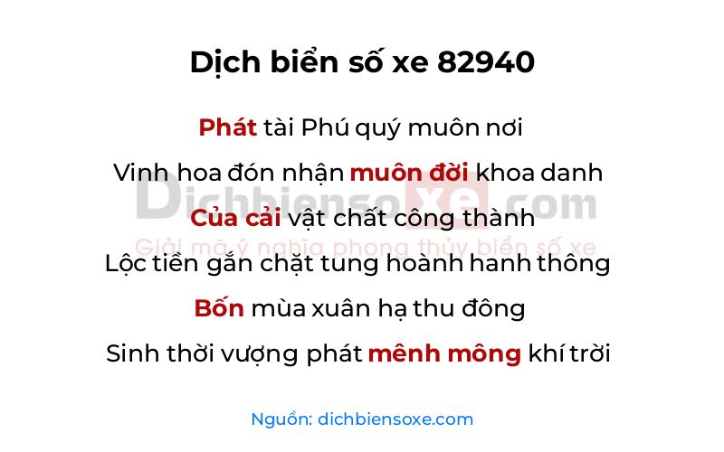 Dịch thơ biển số 82940