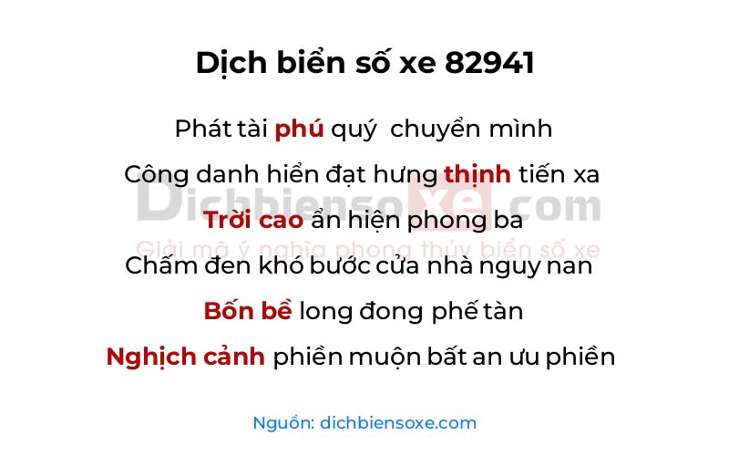Dịch thơ biển số 82941