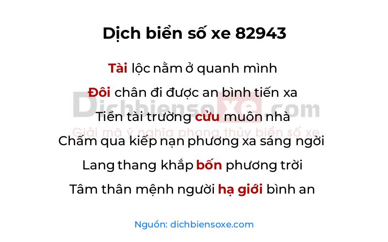 Dịch thơ biển số 82943