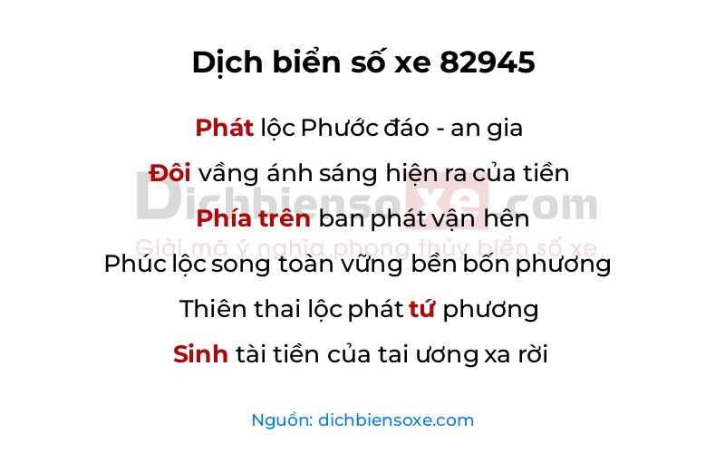 Dịch thơ biển số 82945