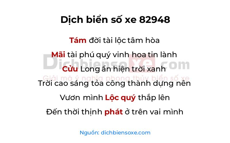 Dịch thơ biển số 82948