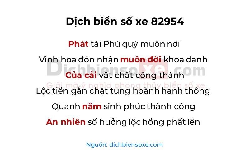Dịch thơ biển số 82954