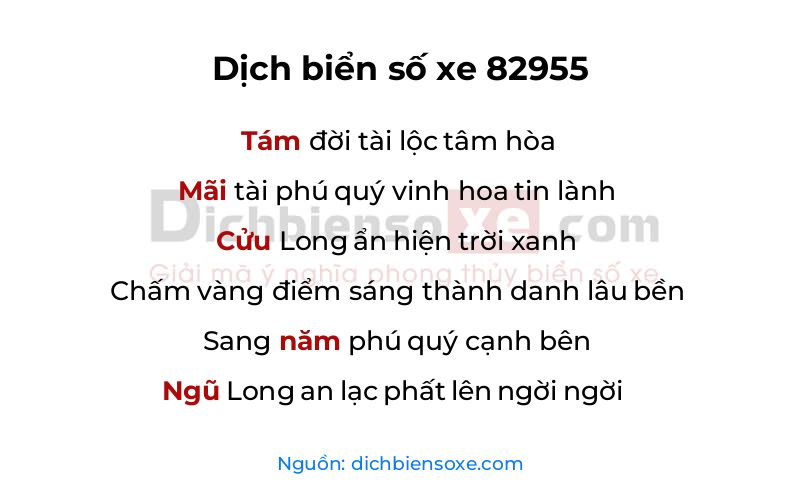 Dịch thơ biển số 82955