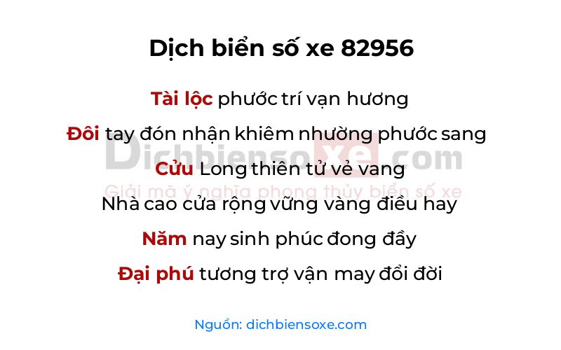 Dịch thơ biển số 82956