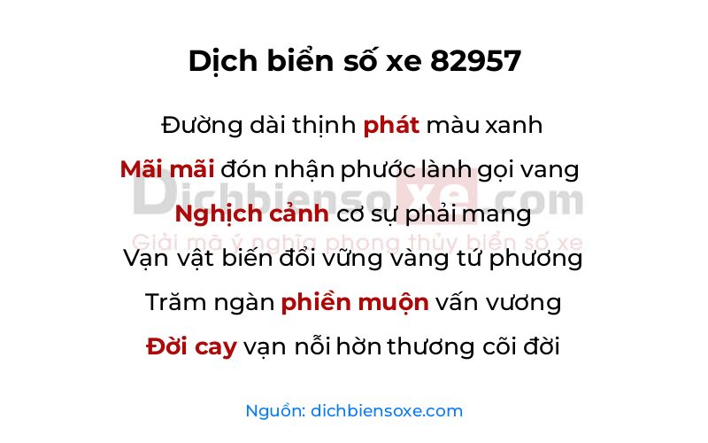 Dịch thơ biển số 82957