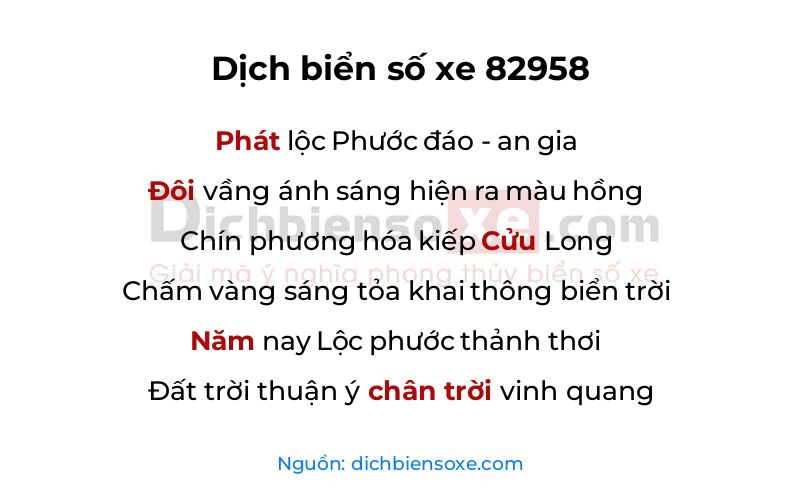Dịch thơ biển số 82958