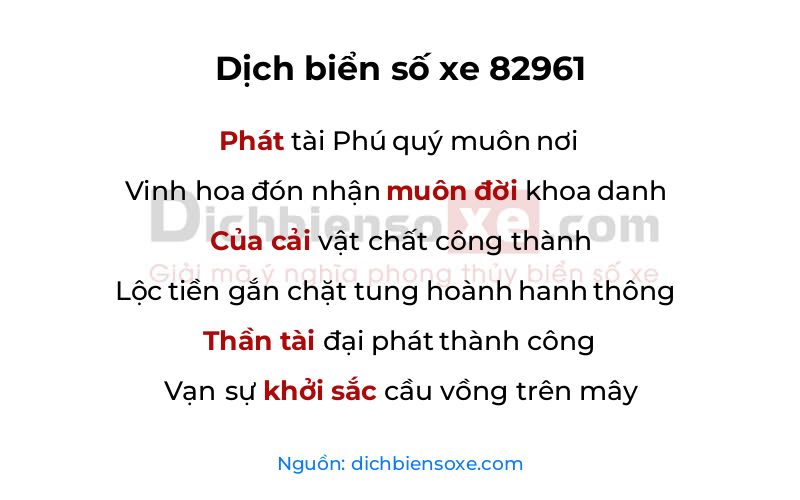 Dịch thơ biển số 82961