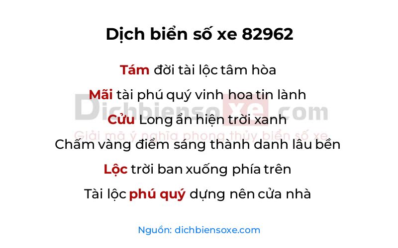 Dịch thơ biển số 82962